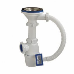 Сифон 3 1/2 40 для мойки шир. вып,квавдрат,перелив А-4007 (О)