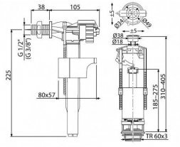 Арматура Alca Plast боковая подводка SA2000 1/2&quot; CHROM