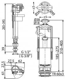 Арматура Alca Plast с двойной кнопкой боковая SA08 1/2&quot; CHROM